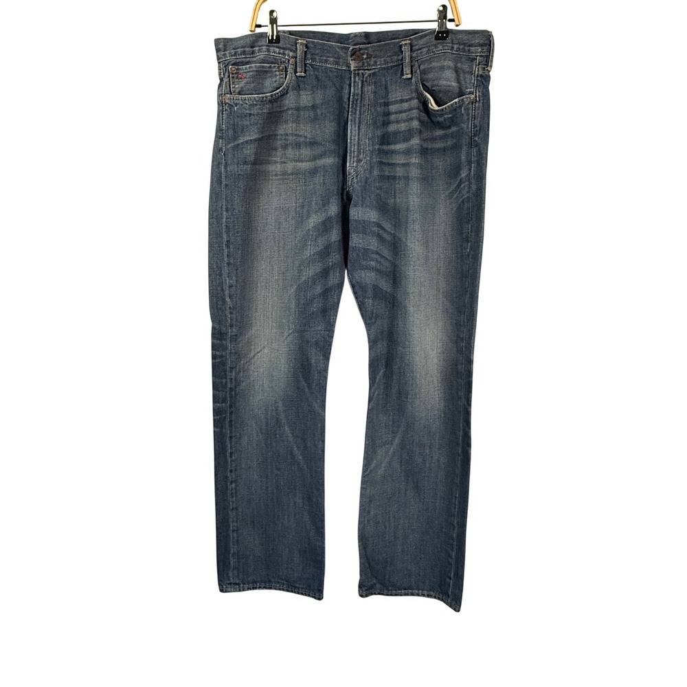 Polo Ralph Lauren 867 Classic Fit Jeans Medium Wash Mens 38x32 Whiskered‎ Faded